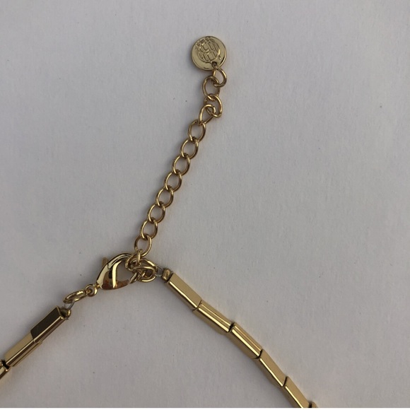 HOUSE OF HARLOW • Grey Leather Station Gold Necklace - Picture 3 of 5